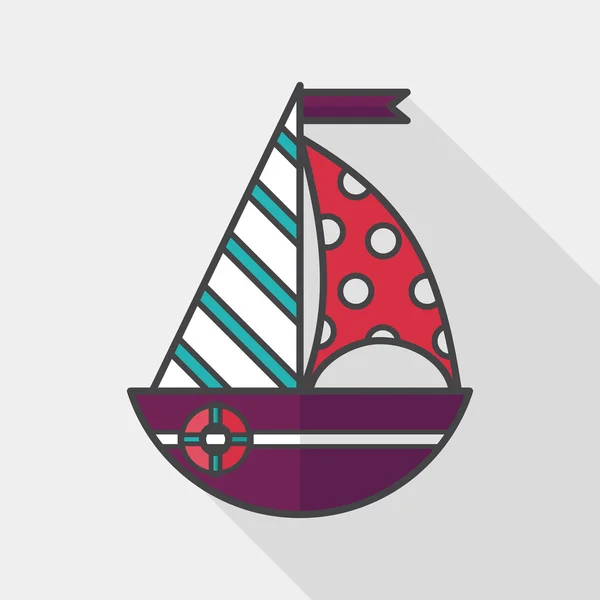 Velero icono plano con sombra larga, eps10 — Vector de stock