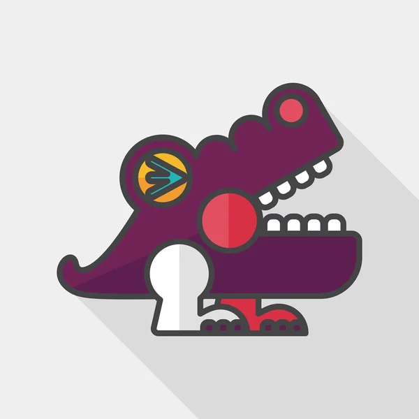 Ícone plano de brinquedo de crocodilo com sombra longa, eps10 —  Vetores de Stock