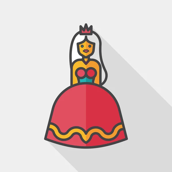 Princesa icono plano con sombra larga — Archivo Imágenes Vectoriales