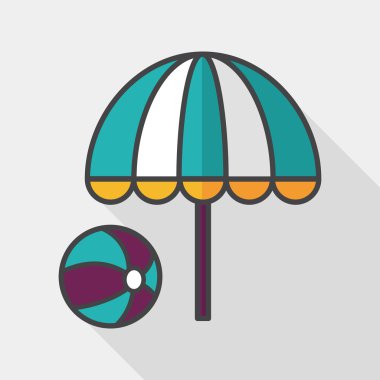 plaj şemsiyesi uzun gölge, eps10 ile topu düz simgesiyle
