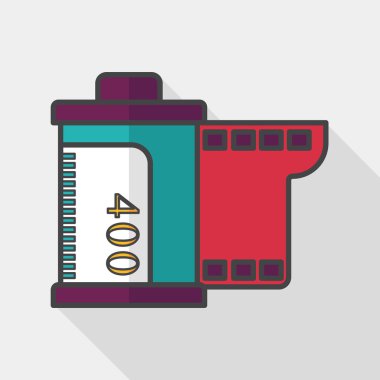 kamera film, uzun gölge ile düz simgesi