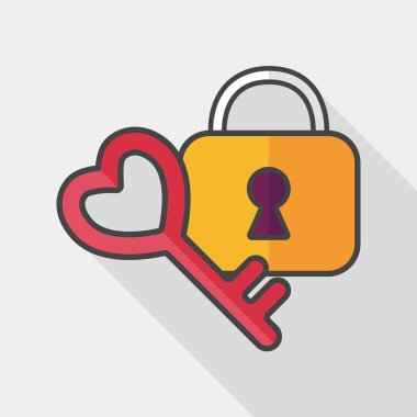 Sevgililer sevgilisi kilit düz simgesi ile uzun gölge, eps10