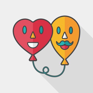 Uzun Gölge, eps10 ile Sevgililer günü ballons düz simgesi