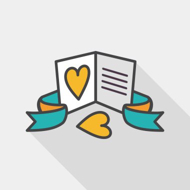 Sevgililer günü aşk mektubu düz simgesiyle uzun gölge, eps10