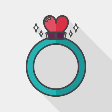 Uzun Gölge, ep ile Sevgililer günü kalp elmas yüzük düz simgesi