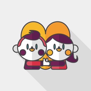 Uzun Gölge, eps10 ile Sevgililer günü Çift düz simgesi