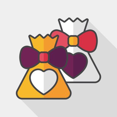 Düğün hediye düz simgesi ile uzun gölge, eps10