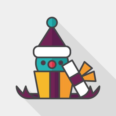 Noel hediye düz simgesi ile uzun gölge, eps10