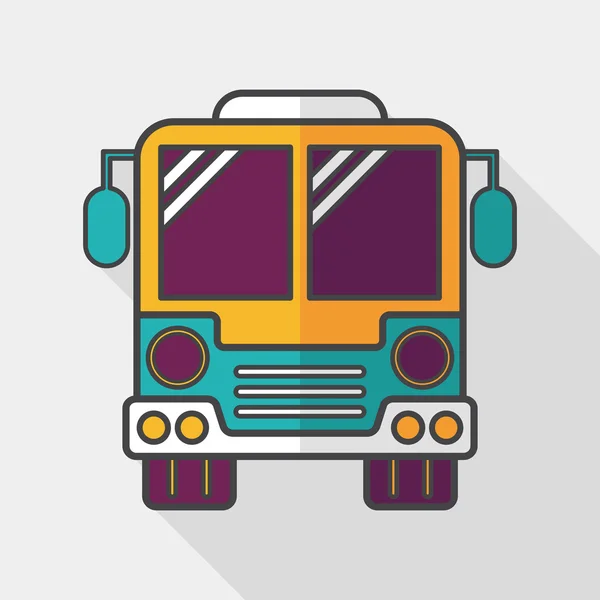 交通巴士平面图标与长长的影子，eps10 — 图库矢量图片