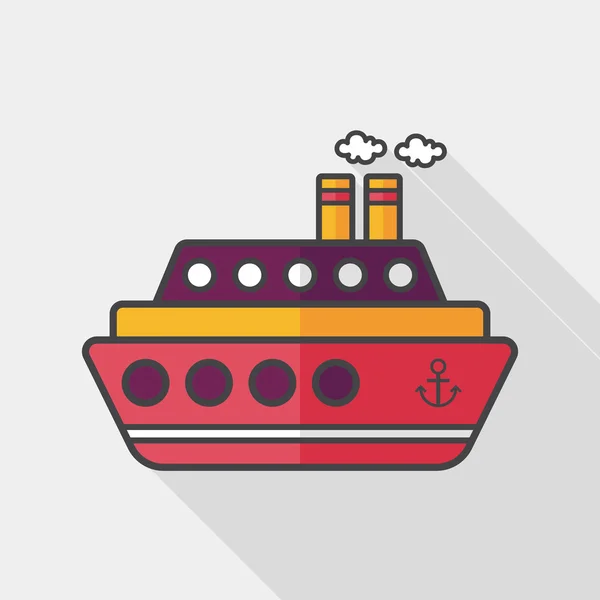 Vervoer veerboot platte pictogram met lange schaduw, eps10 — Stockvector