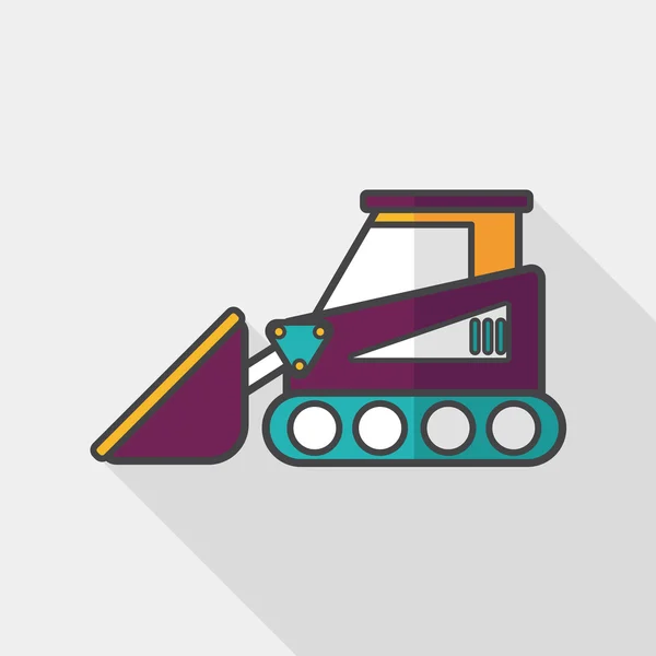 Transporte bulldozer ícone plano com sombra longa, eps10 — Vetor de Stock