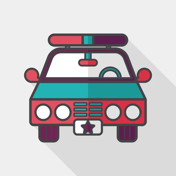 Transportation police car flat icon with long shadow,eps10 — Stock Vector