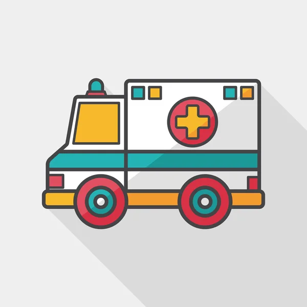 Vervoer ambulance platte pictogram met lange schaduw, eps10 — Stockvector