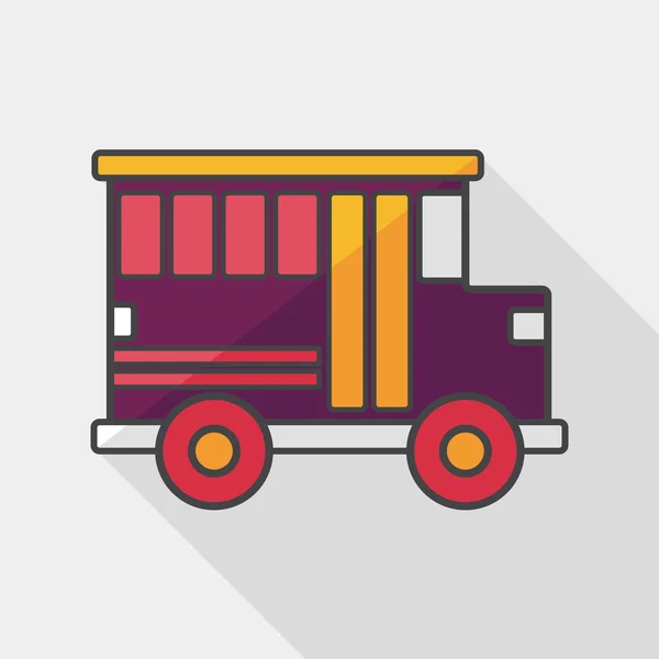 Trasporti scuolabus icona piatta con lunga ombra, eps10 — Vettoriale Stock