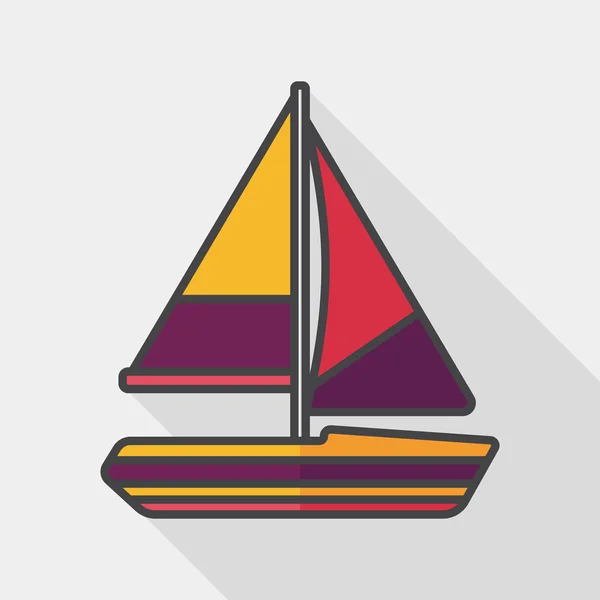 Transporte veleiro ícone plana com sombra longa, eps10 — Vetor de Stock