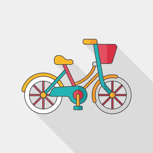 Transporte bicicleta plana ícone com sombra longa, eps10 — Vetor de Stock