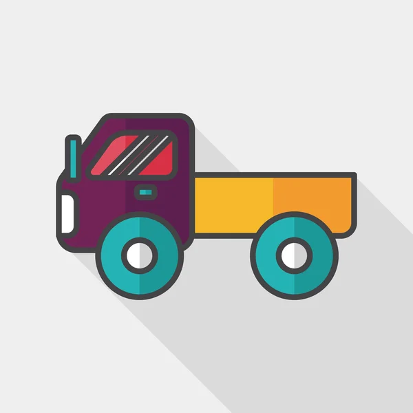运输卡车平面图标与长长的影子，eps10 — 图库矢量图片