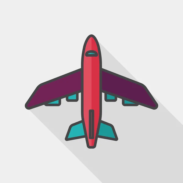 Transporte avión plano icono con sombra larga, eps10 — Vector de stock