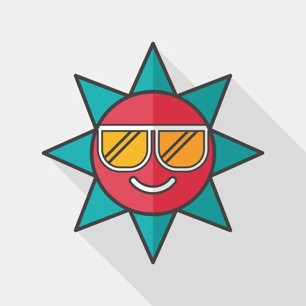 Sun flat icon with long shadow, eps10 — стоковый вектор