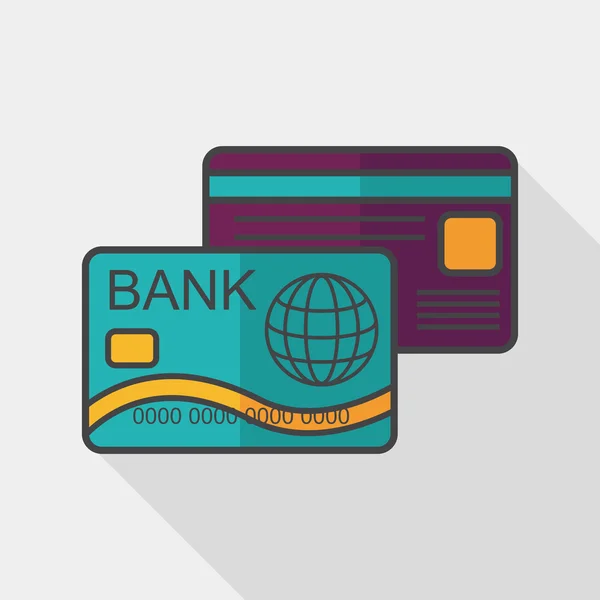 Ploché ikony kreditní karty s dlouhý stín, eps10 — Stockový vektor