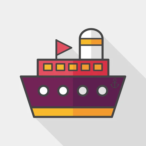 Schip boot platte pictogram met lange schaduw, eps10 — Stockvector