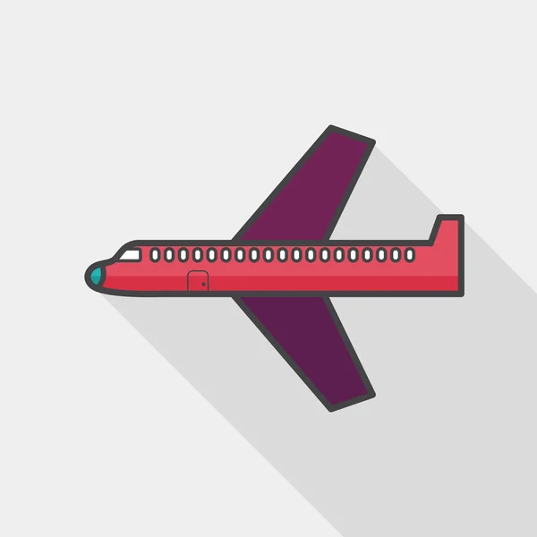 Ikon flat pesawat dengan bayangan panjang, eps10 - Stok Vektor