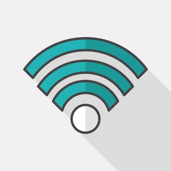 Draadloze wifi platte pictogram met lange schaduw — Stockvector