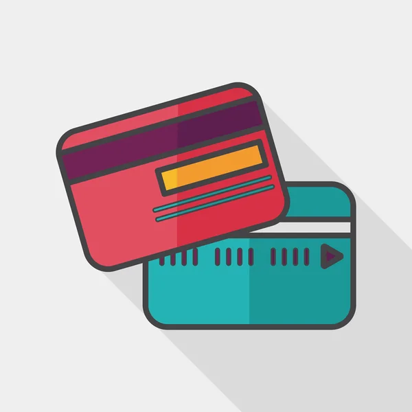 Card de credit pictogramă plat cu umbră lungă — Vector de stoc