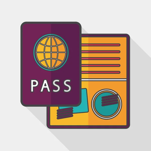 Icono de pasaporte, icono plano con sombra larga — Vector de stock