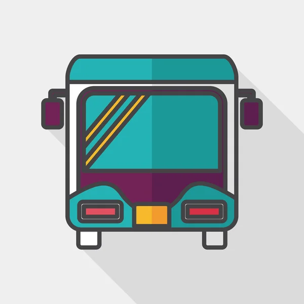 Транспортний автобус плоский значок з довгою тінь — стоковий вектор