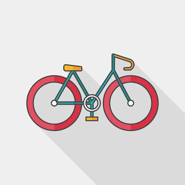 Fiets plat pictogram met lange schaduw — Stockvector