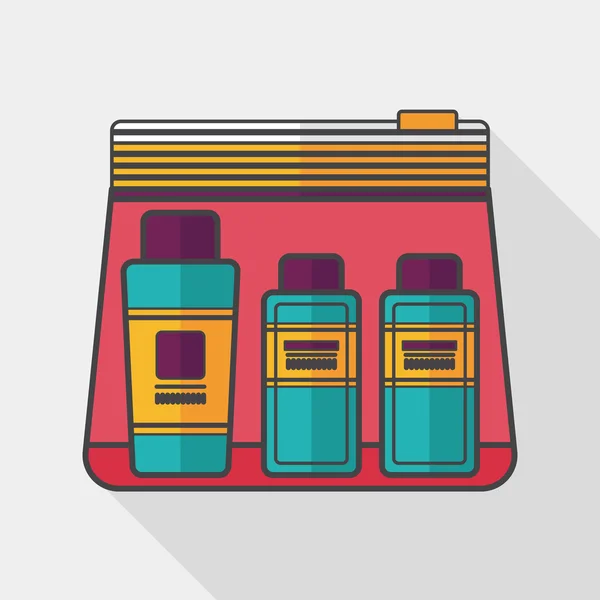Cosmetica containers platte pictogram met lange schaduw — Stockvector