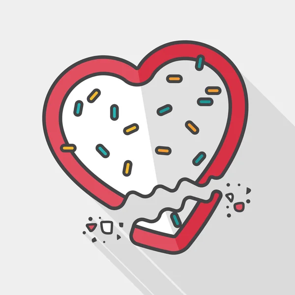 Alla hjärtans dag cookie flat ikonen med långa skugga, eps10 — Stock vektor
