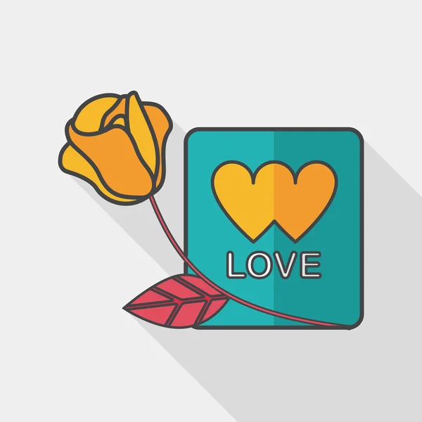 Walentynki miłość list płaski ikona z długim cieniem, eps10 — Wektor stockowy
