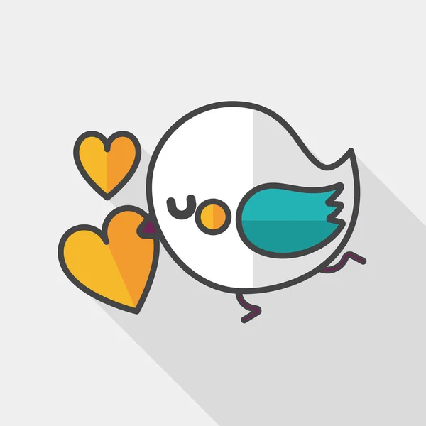 Alla hjärtans dag älskare fågel flat ikonen med långa skugga, eps10 — Stock vektor