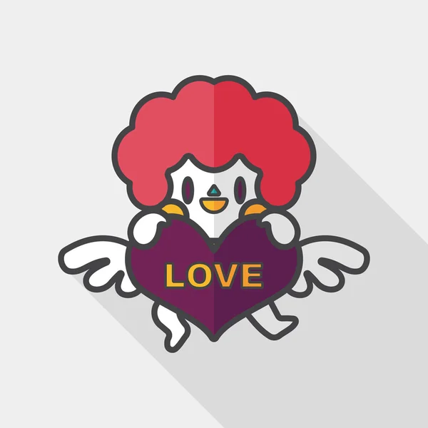 Icône plate Cupidon Saint-Valentin avec ombre longue, eps10 — Image vectorielle