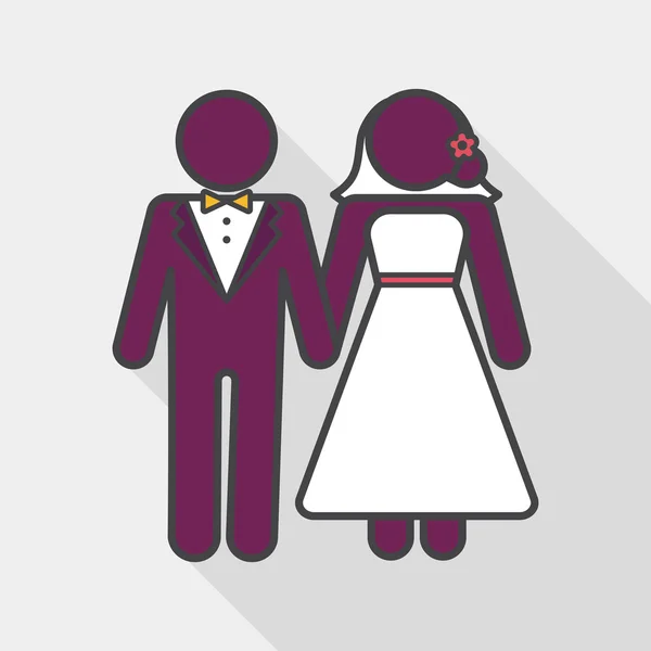 Bruiloft paar platte pictogram met lange schaduw, eps10 — Stockvector