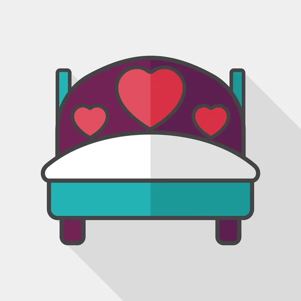 Pareja de boda cama icono plano con sombra larga, eps10 — Vector de stock