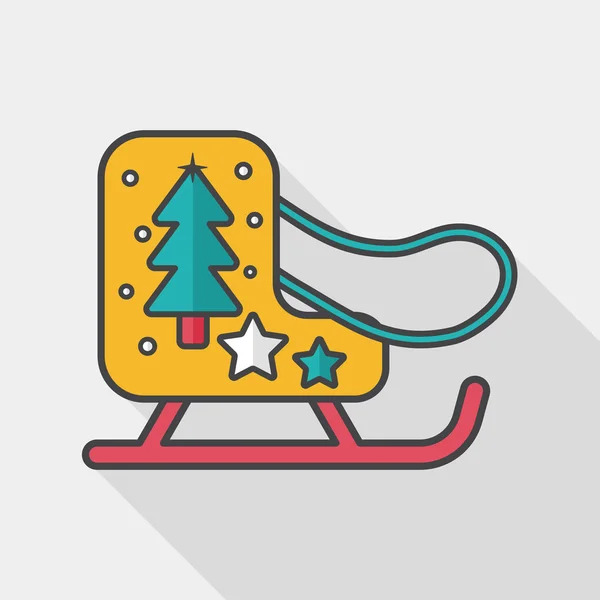 Icona della slitta natalizia piatta con lunga ombra, eps10 — Vettoriale Stock