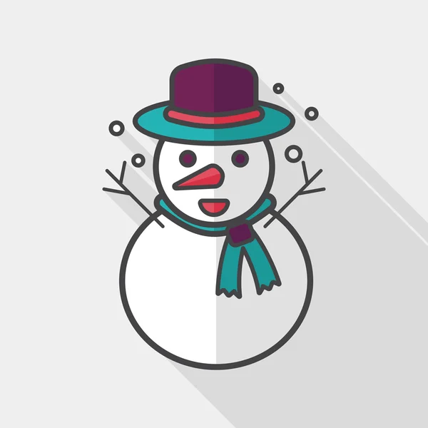 Snømann flatt ikon med lang skygge, eps10 – stockvektor