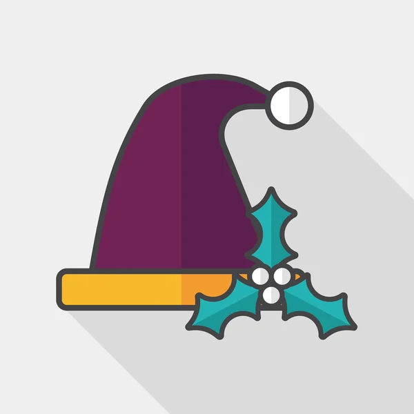 Sombrero de Navidad icono plano con sombra larga, eps10 — Vector de stock