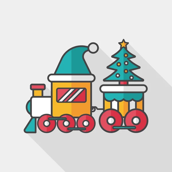Boże Narodzenie pociąg zabawka płaski ikona z długim cieniem, eps10 — Wektor stockowy