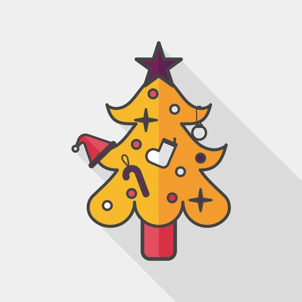 Árbol de Navidad icono plano con sombra larga, eps10 — Vector de stock