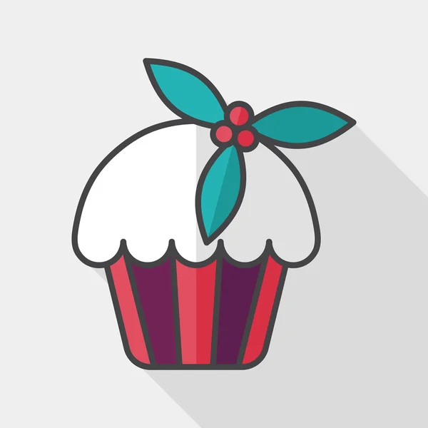 Kerst cake platte pictogram met lange schaduw, eps10 — Stockvector