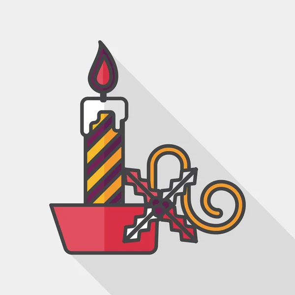 Christmas candle flat icon with long shadow, eps10 — стоковый вектор