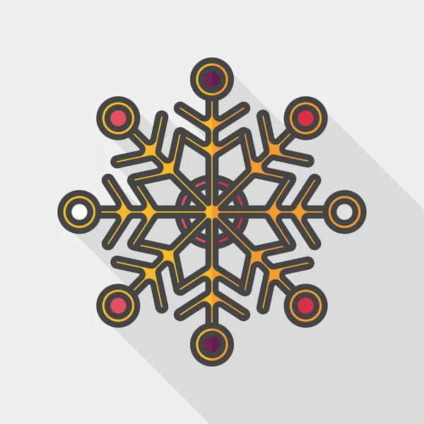 Icône plate flocon de neige avec ombre longue, eps10 — Image vectorielle
