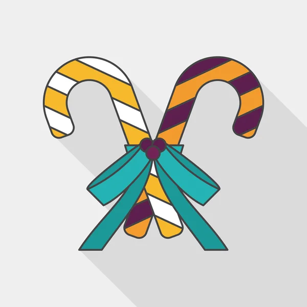 Christmas candy cane flat icon with long shadow, eps10 — стоковый вектор