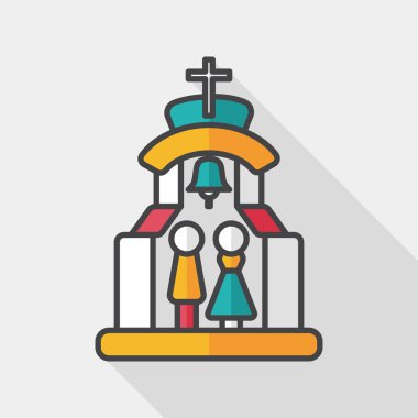 Uzun gölgeli Chruch Düz Simgesi 'nde düğün seremonisi.