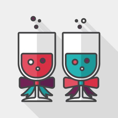 düğün şampanyası uzun gölgeli düz ikon, eps10