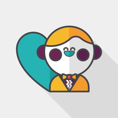 Düğün damat uzun gölge, eps10 düz simgesiyle